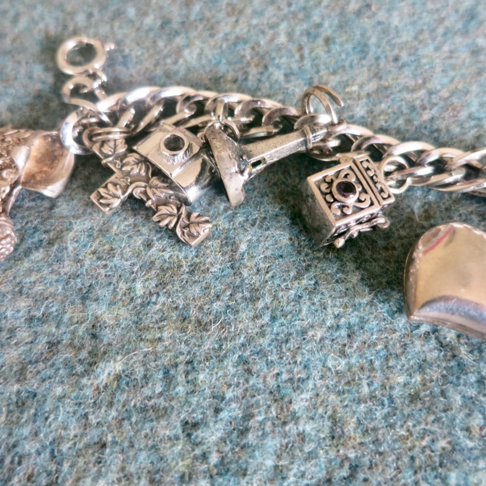 Sterling Silver Charm Bracelet and Charms - Picture 2 of 9